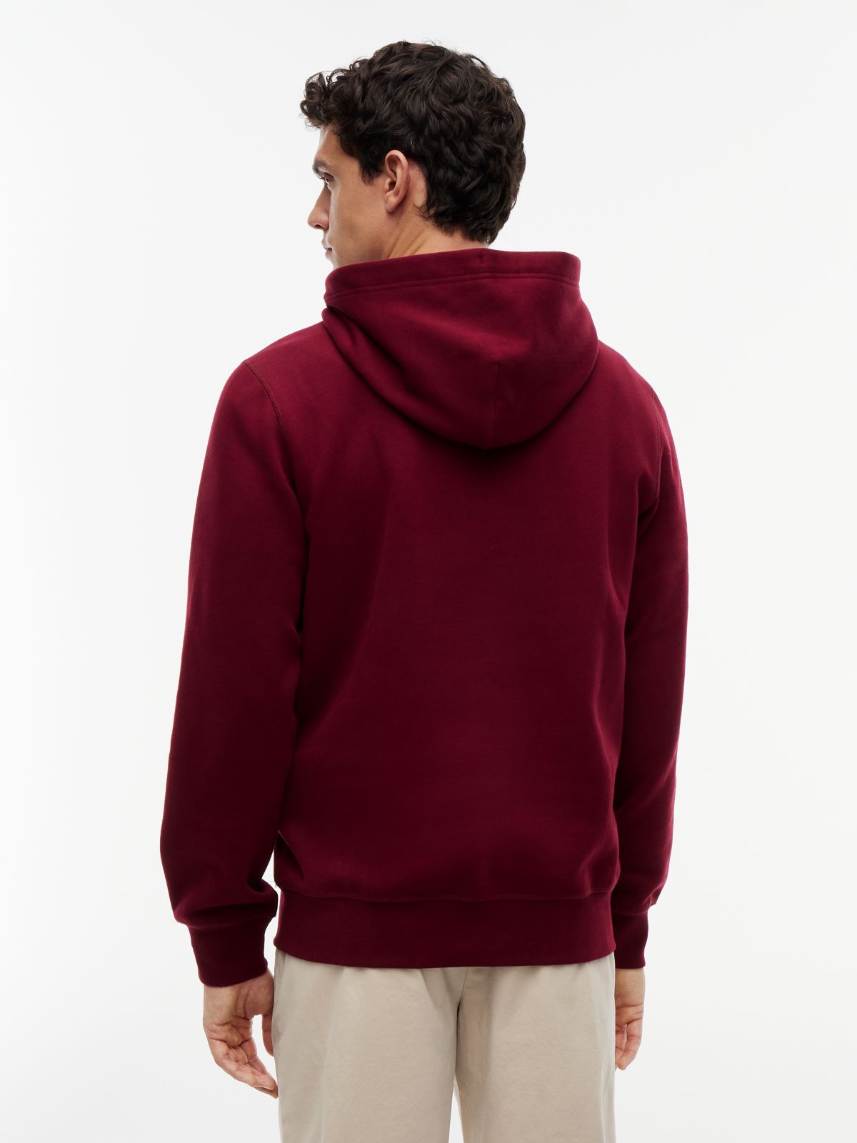 Classic Brushed-Fleece Hoodie — Burgundy