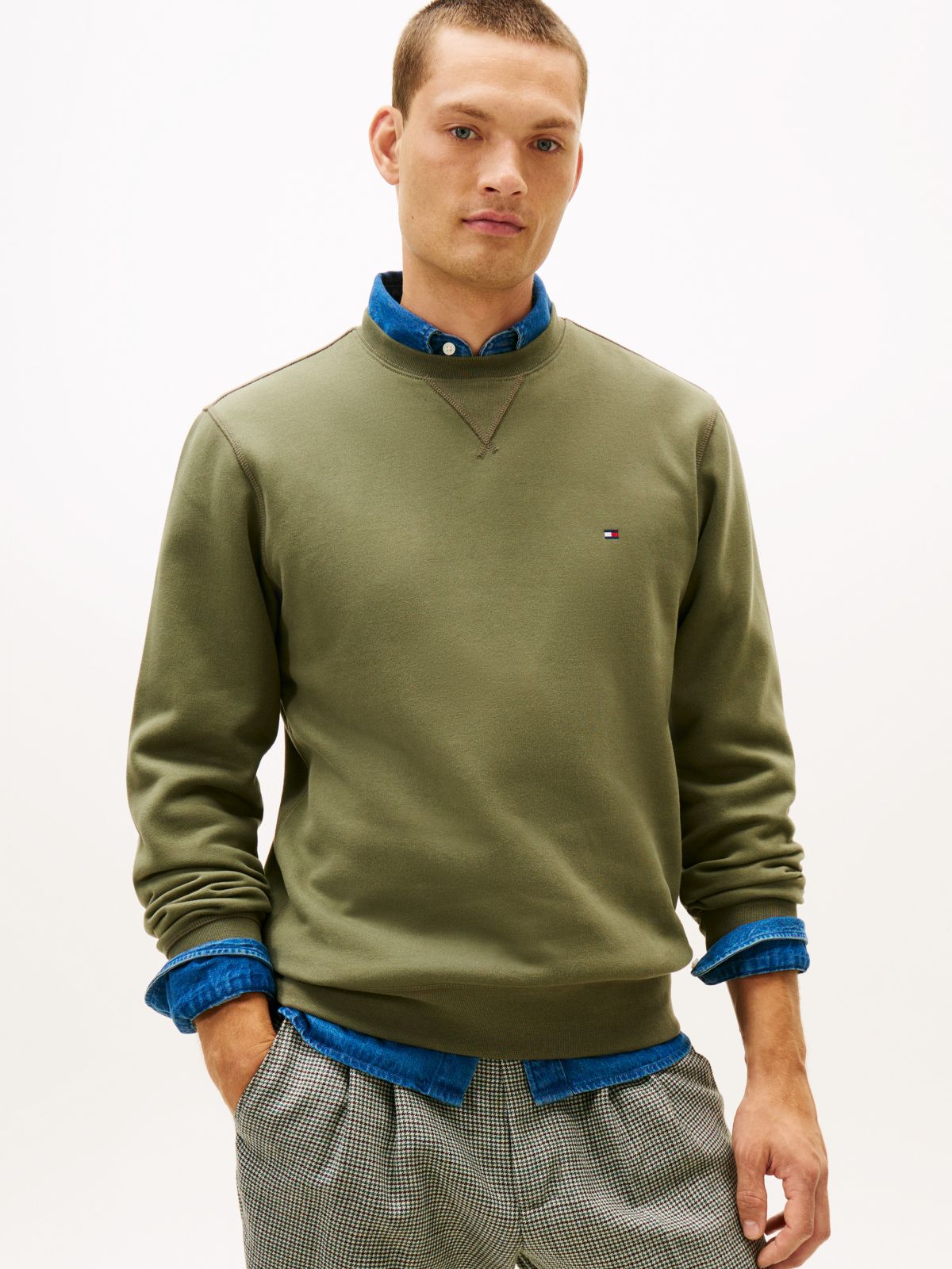 Classic Brushed-Fleece Sweatshirt — Battle Green