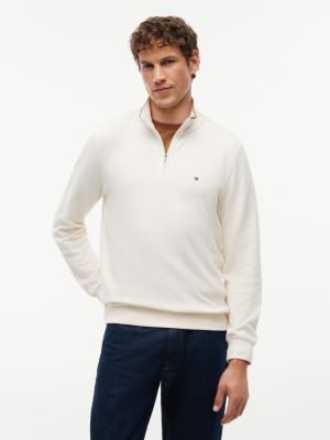 Rib-Knit Quarter-Zip Sweatshirt, Ivory Petal