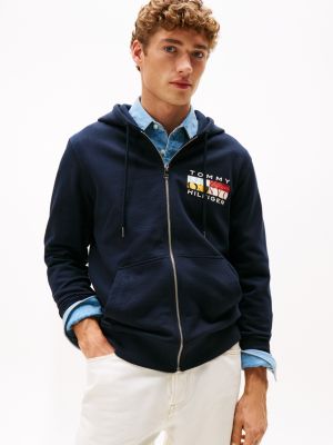 Multicolor Flag Logo Zip Hoodie, Navy