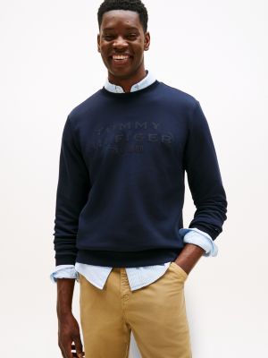 Applique Logo Intechno Knit Sweatshirt, Navy