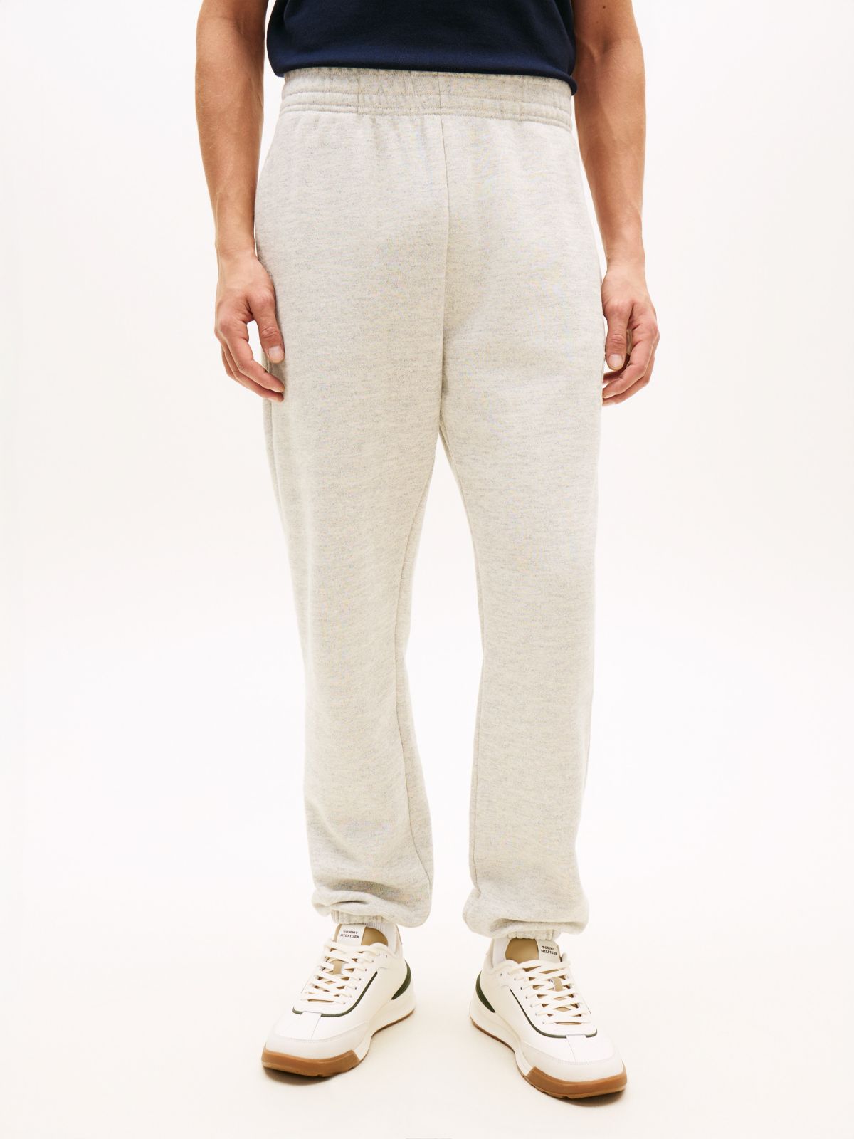 Hilfiger Crest Logo Heathered Sweatpant — Light Grey Marbled Heather