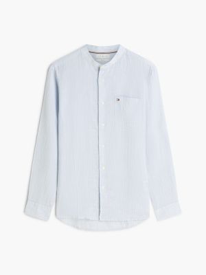 Мужские рубашки Tommy Hilfiger Regular Fit Band Collar Linen Shirt — фото 5