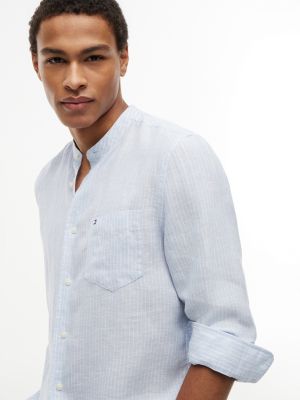 Мужские рубашки Tommy Hilfiger Regular Fit Band Collar Linen Shirt — фото 3