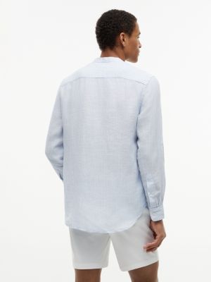 Мужские рубашки Tommy Hilfiger Regular Fit Band Collar Linen Shirt — фото 4