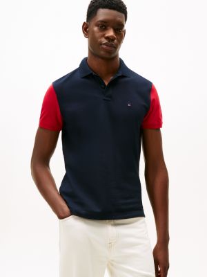 Regular Fit Colorblock Pique Polo, Navy