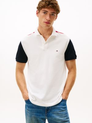 Regular Fit Colorblock Pique Polo, Ecru