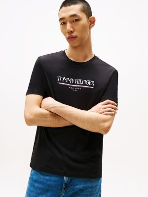 Tommy 1985 Stripe Logo T-Shirt, Black