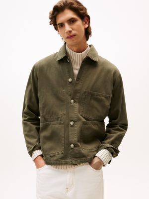 Garment-Dyed Denim Chore Jacket, Army Green
