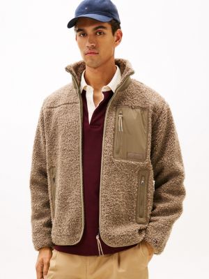 Teddy Fleece Zip Sweatshirt, Coastal Taupe