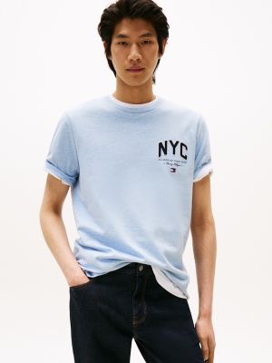 Embroidered NYC Logo T-Shirt, Heathered Blue