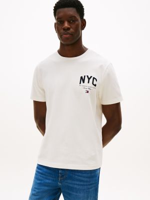 Embroidered NYC Logo T-Shirt, Ivory Petal
