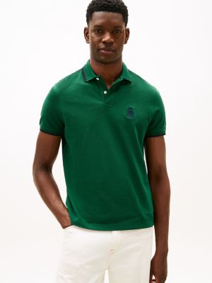 Regular Fit Crest Logo Pique Polo, Ornamental Green