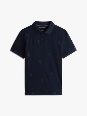 Regular Fit Allover Crest Pique Polo | Tommy Hilfiger