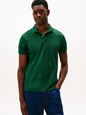 Regular Fit Allover Crest Pique Polo, Ornamental Green