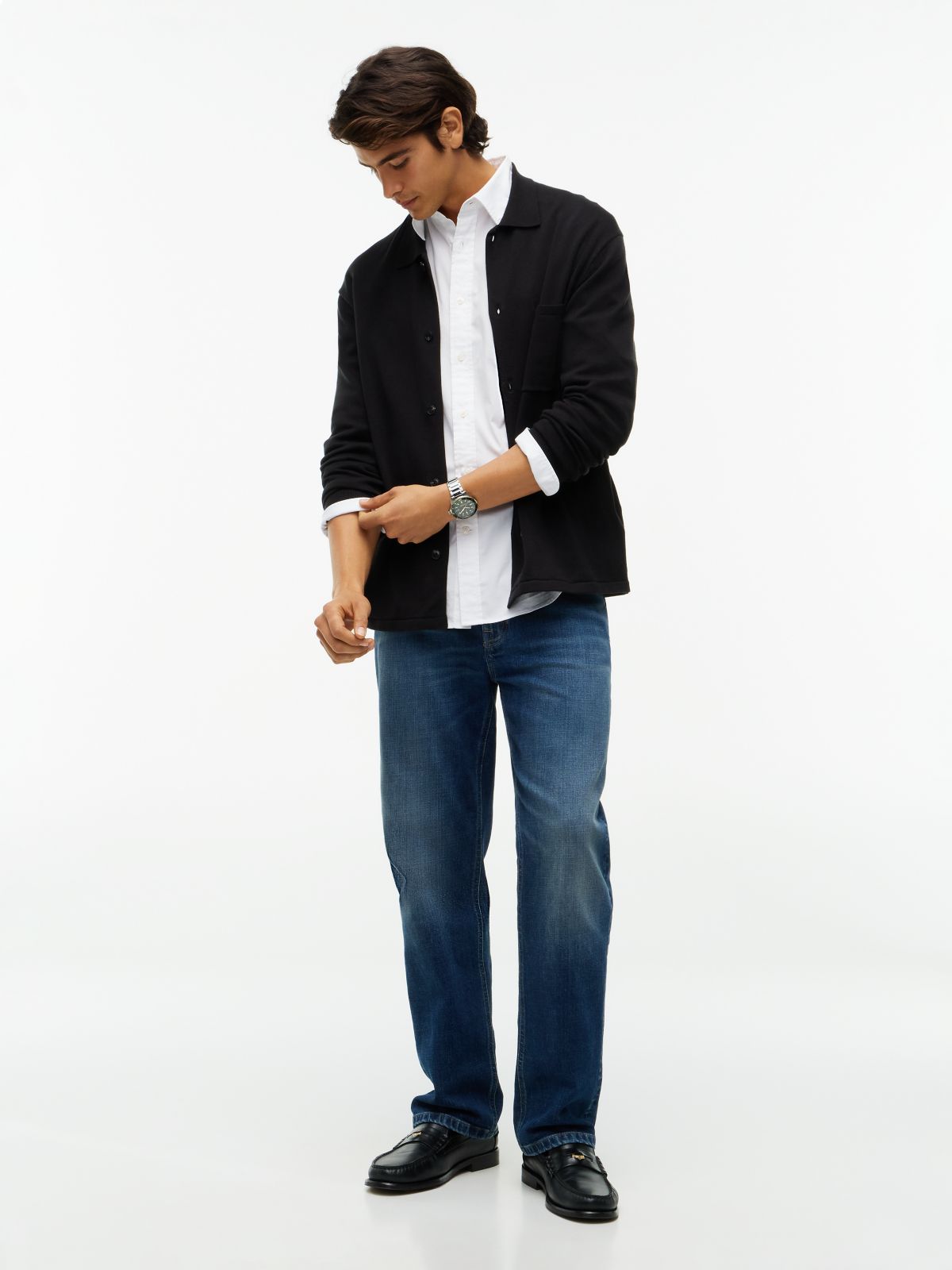 Classic Shirt Cardigan — Black