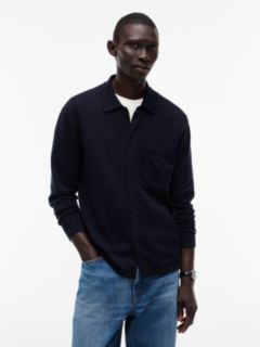 Classic Shirt Cardigan — Navy Blue 1