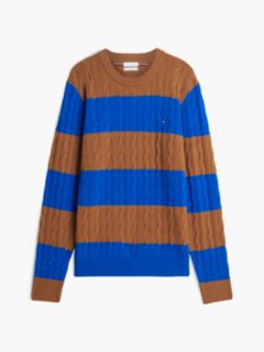 Striped Lambswool Cable Knit Sweater — Safari Canvas 6