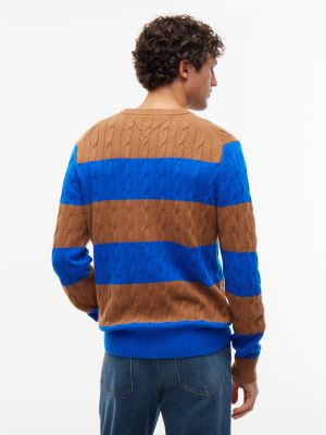 Мужской свитер Tommy Hilfiger Striped Lambswool Cable Knit, цвет: Песочный холщовый — фото 5