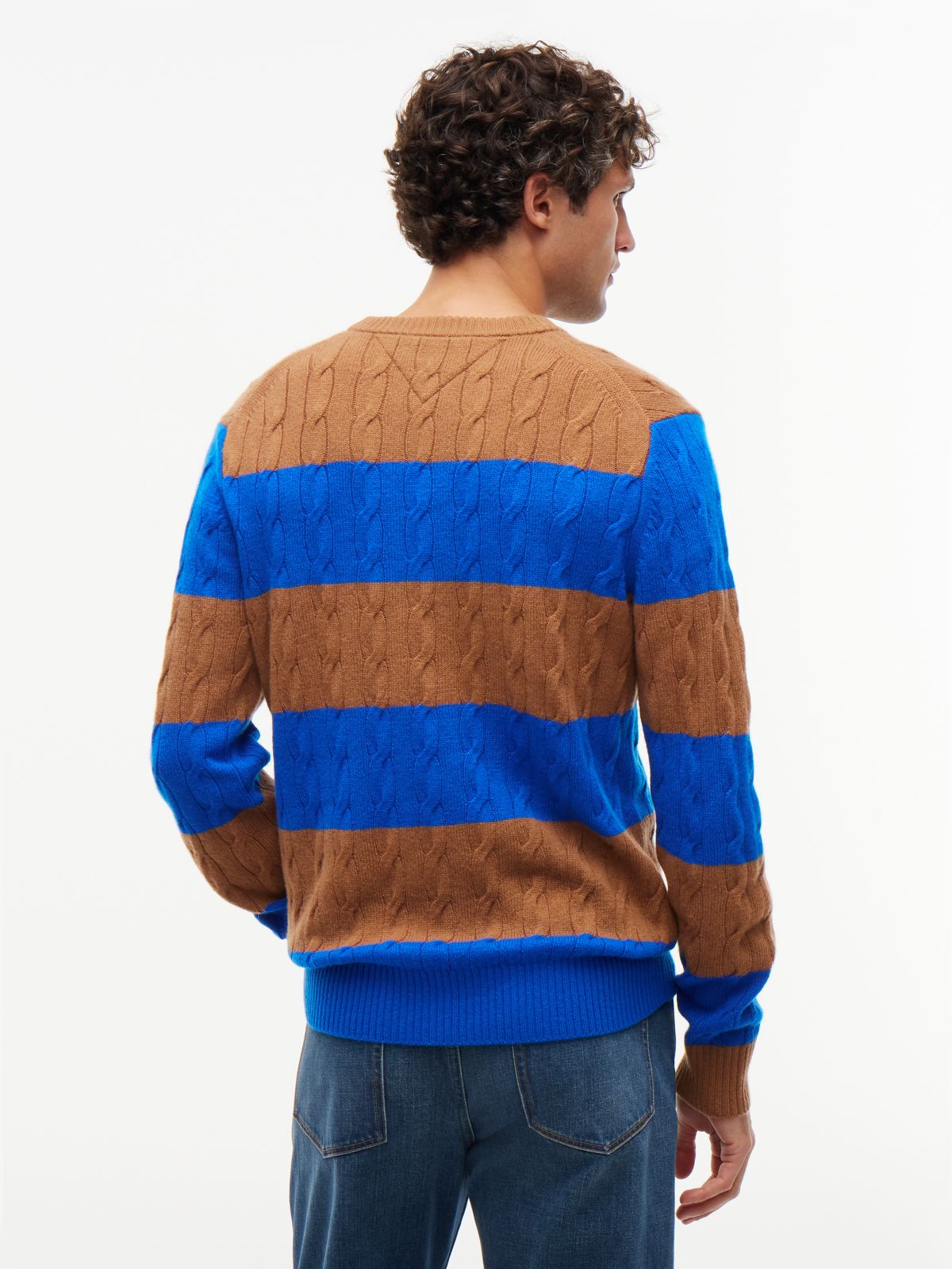 Striped Lambswool Cable Knit Sweater — Safari Canvas