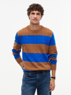 Striped Lambswool Cable Knit Sweater — Safari Canvas 1