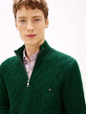 Lambswool Cable Knit Quarter-Zip Sweater | Tommy Hilfiger