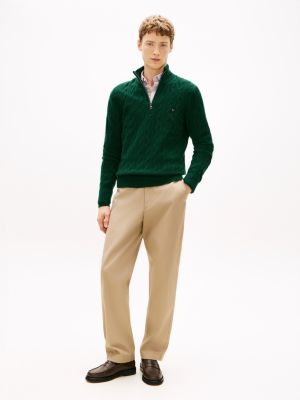 Lambswool Cable Knit Quarter-Zip Sweater | Tommy Hilfiger