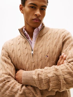 Lambswool Cable Knit Quarter-Zip Sweater | Tommy Hilfiger