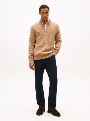 Lambswool Cable Knit Quarter-Zip Sweater | Tommy Hilfiger