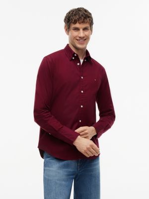Regular Fit Flex Flannel Shirt, Burgundy