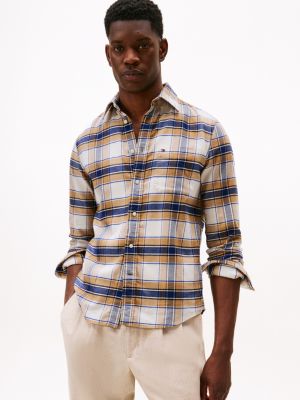 Brushed Flannel Check Print Shirt, Safari Canvas Check