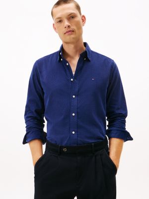 Regular Fit Foulard Corduroy Shirt, Preppy Navy Allover Print