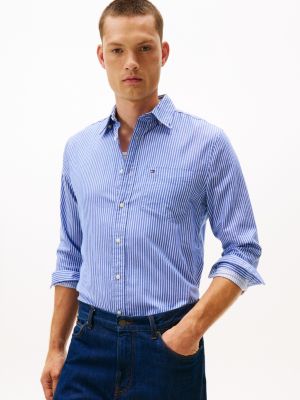 Regular Fit Stripe Print Shirt, Wedge Blue Stripe