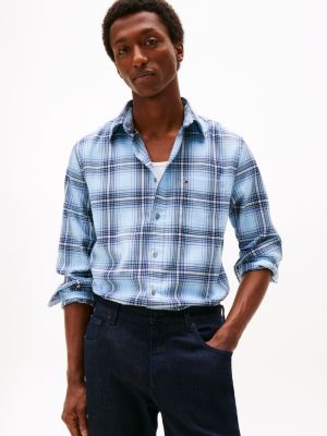 Regular Fit Check Soft Touch Shirt, Light Blue Heather Check