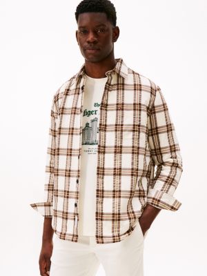 Relaxed Fit Padded Seersucker Overshirt, Legacy Brown Check