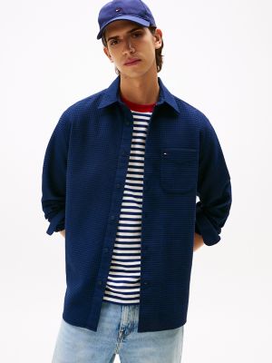 Relaxed Fit Waffle Overshirt, Preppy Navy