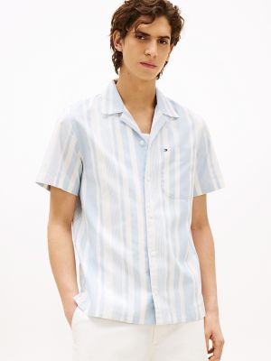 Relaxed Fit Stripe Camp Shirt, Breezy Blue/Ivory Petal Stripe