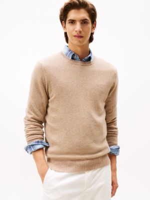 Lightweight Cashmere Crewneck Sweater, Coastal Taupe