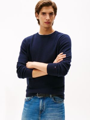 Lightweight Cashmere Crewneck Sweater, Navy