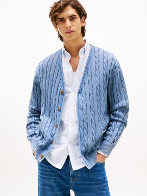 Classic Cable Knit Cardigan, Brisk Blue