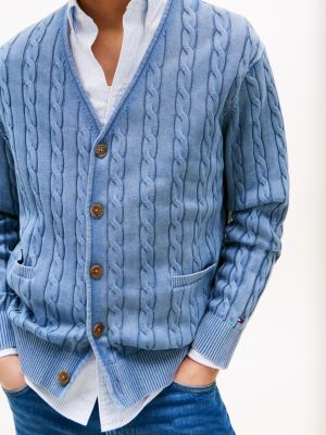 トミー ヒルフィガー   TJW SUMMER CABLE CARDIGAN IM （ブルー） TOMMY HILFIGER トミー ヒルフィガー TJW SUMMER CABLE CARDIGAN