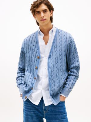 Classic Cable Knit Cardigan, Brisk Blue