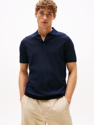 Regular Fit Merino Wool Polo, Navy