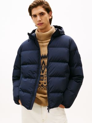 Water-Repellent Hooded Puffer Jacket, Navy