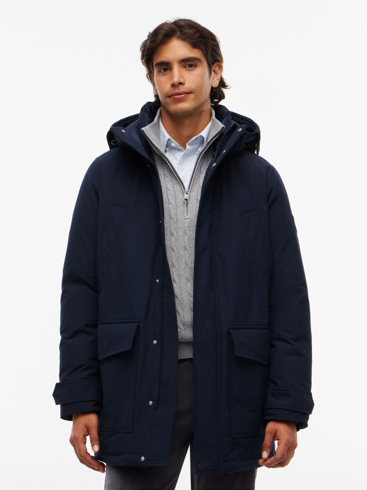 Hooded Down Parka — Navy