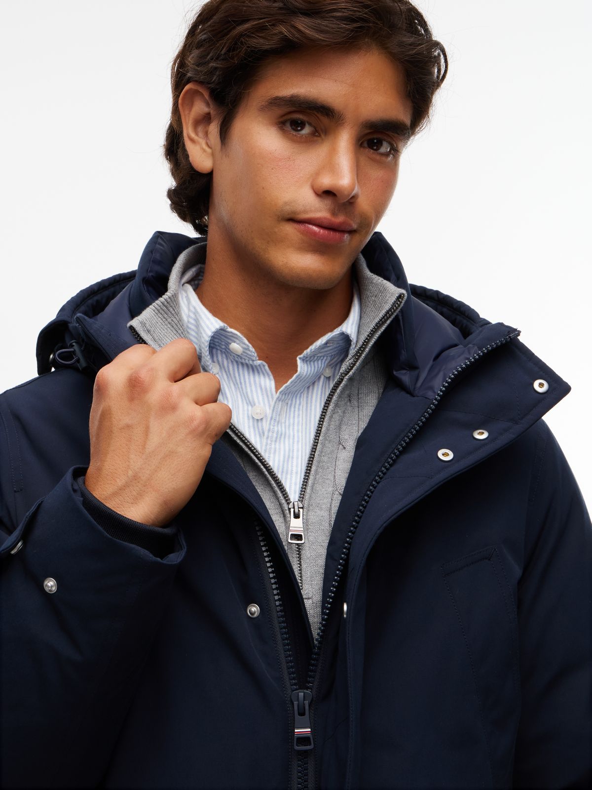 Hooded Down Parka — Navy