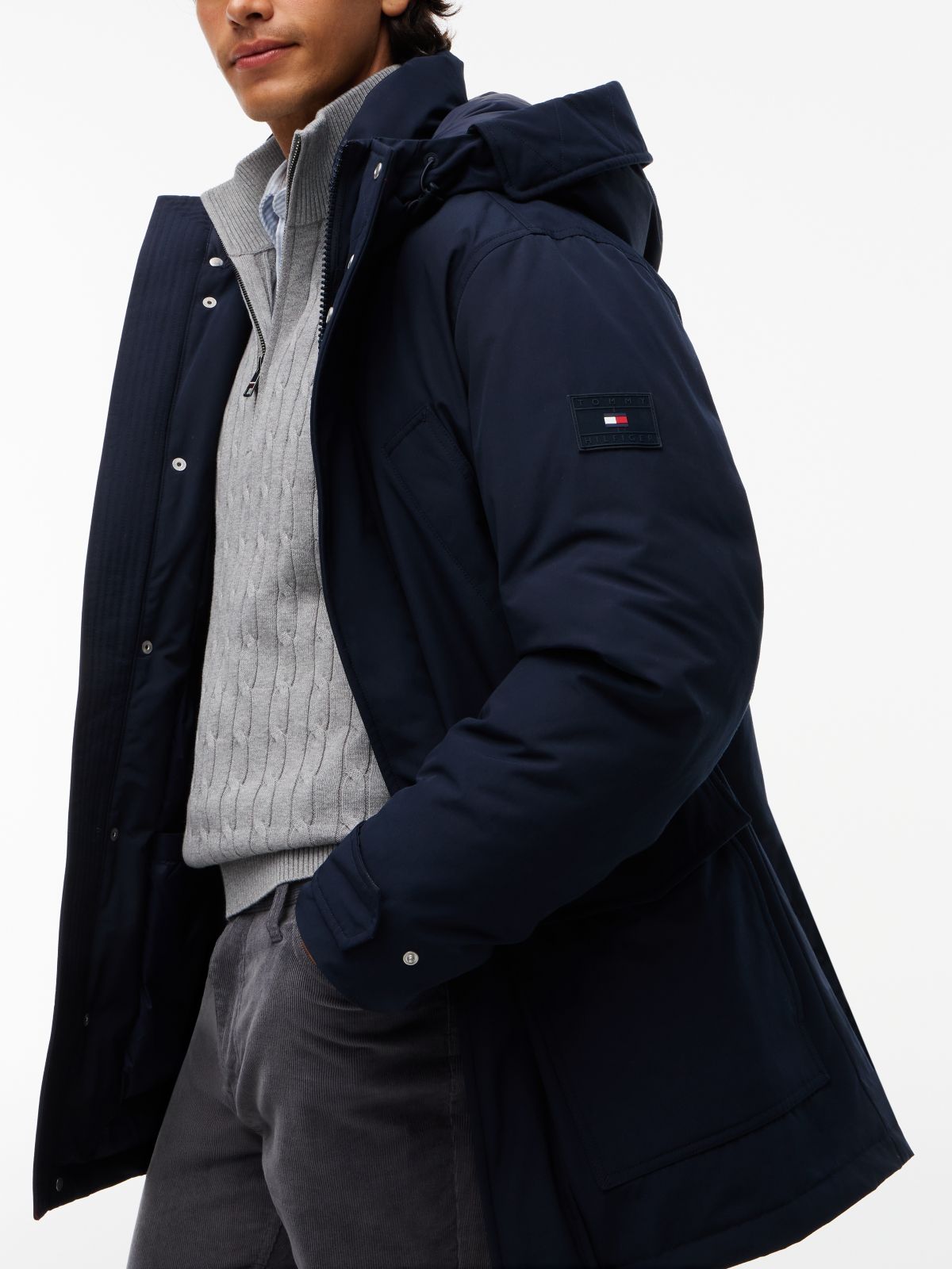 Hooded Down Parka — Navy