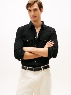 Regular Fit Denim Western Shirt, Black