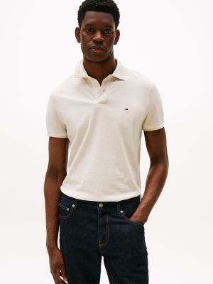 Regular Fit Two-Tone Collar Polo, Heathered Oatmilk