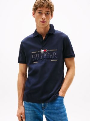 Regular Fit Interlock Hilfiger Logo Polo, Navy